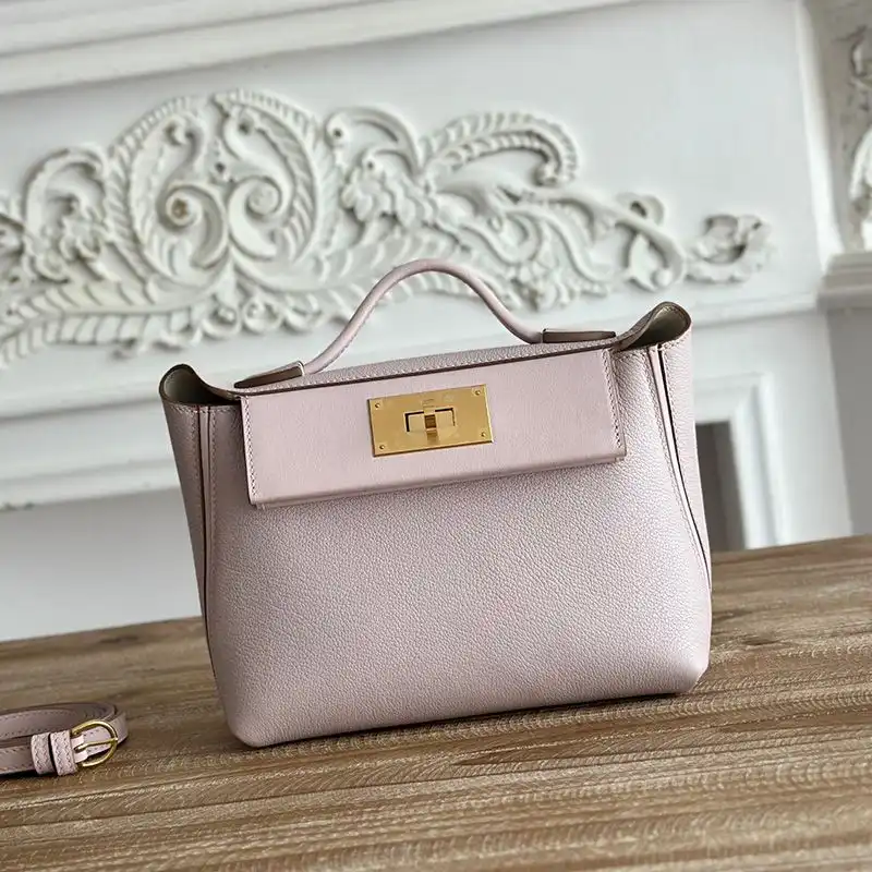 Affordable Hermes Mini 24 24 Bag Evercolor Swift Leather Gold Hardware In Light Pink 0205