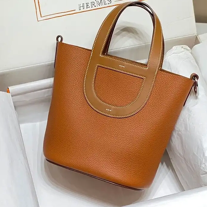 Affordable 18 Bag Palladium Leather In Hardware Hermes Clemence In-The-Loop Brown 0215