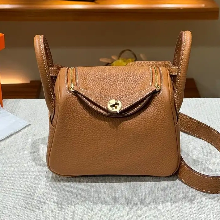 Affordable Gold Brown Leather Bag Togo Mini Hermes Lindy In Hardware 0225