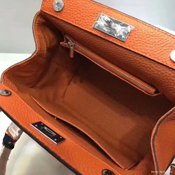 Affordable Orange In Palladium Hermes Leather Bag Hardware Toolbox Swift 0208