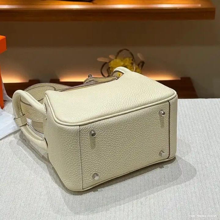 Affordable In Lindy Hardware Mini Palladium Togo Leather Bag White Hermes 0219