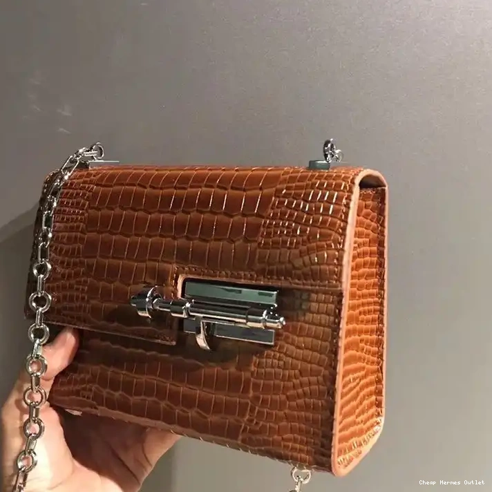 Cheap Mini Brown Verrou Hermes Bag Alligator Hardware Chaine Leather In Palladium 0224