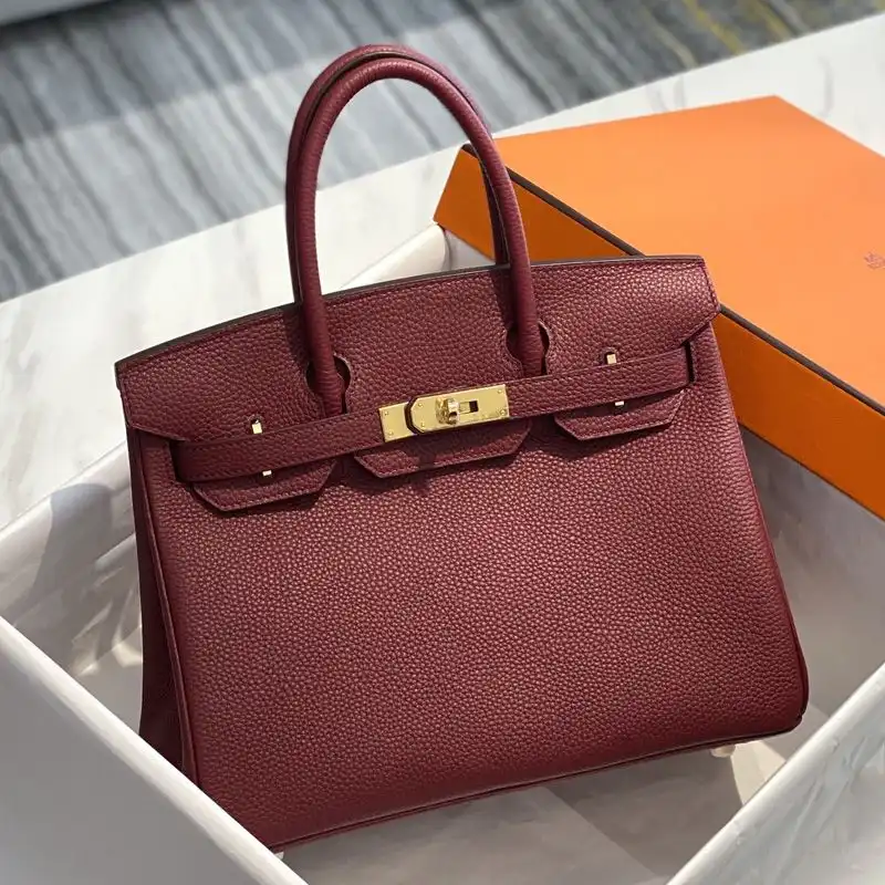 Cheap Hermes Birkin Bag Togo Leather Gold Hardware In Burgundy 0204