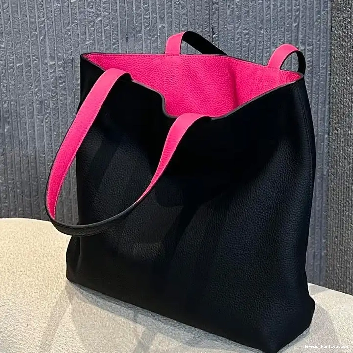 Affordable Clemence Sens Hermes Double Bag Leather In Rose Black 0220