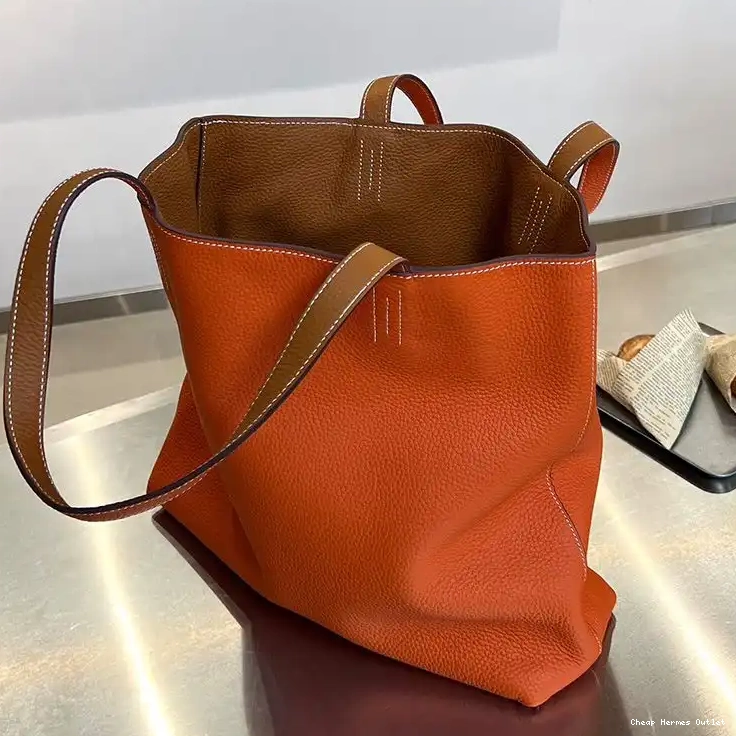 Affordable Orange Clemence In Leather Double Brown Bag Hermes Sens 0221