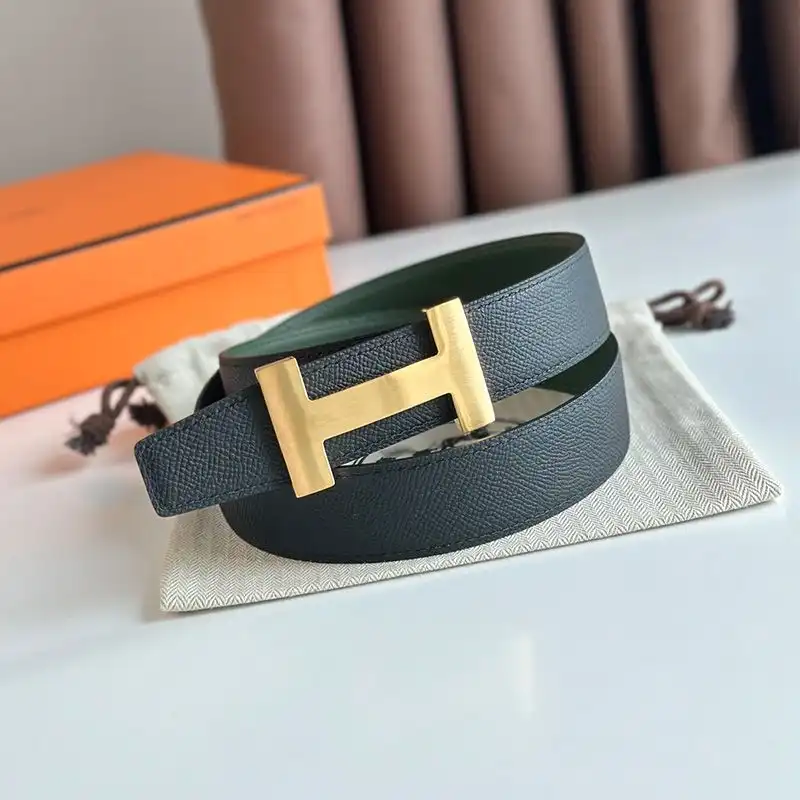 Affordable Hermes Punache Buckle 32 Reversible Belt Leather In Green Black 0201