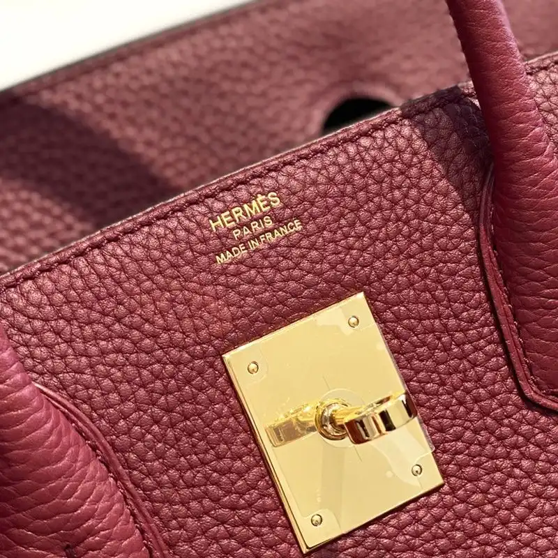 Cheap Hermes Birkin Bag Togo Leather Gold Hardware In Burgundy 0204