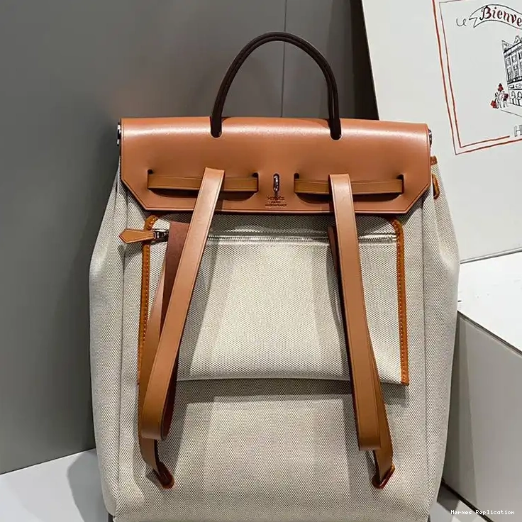 Affordable A Hermes Hardware Herbag Backpack Brown Canvas Beige In Palladium Zip Dos 0227