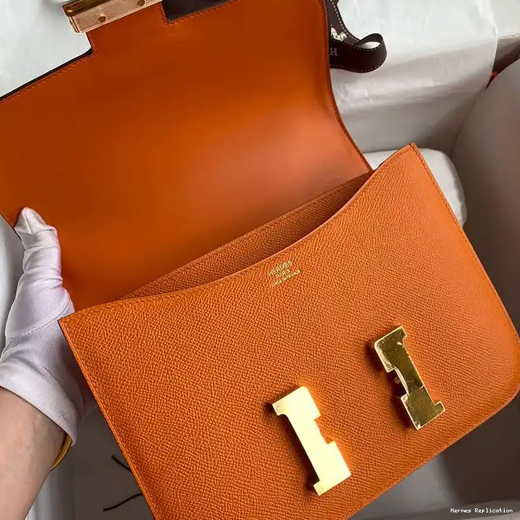 Affordable Leather Hermes Constance Orange Gold Epsom Bag In Hardware 0227