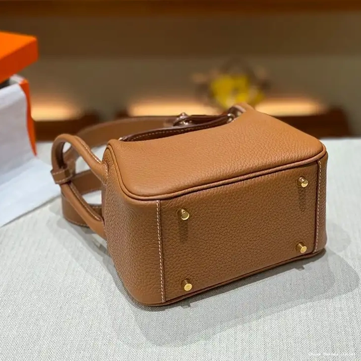 Affordable Gold Brown Leather Bag Togo Mini Hermes Lindy In Hardware 0225