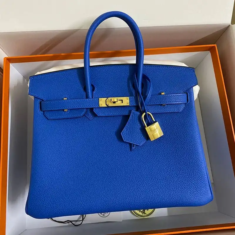 Cheap Hermes Birkin Bag Togo Leather Gold Hardware In Blue 0203