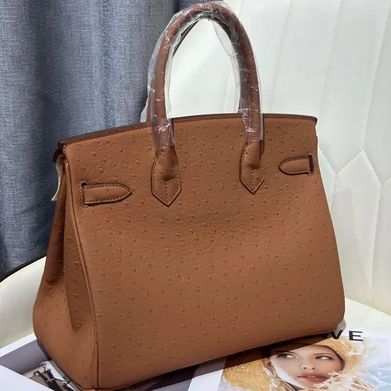 Cheap Hermes Birkin Bag Ostrich Leather Gold Hardware In Brown 0203