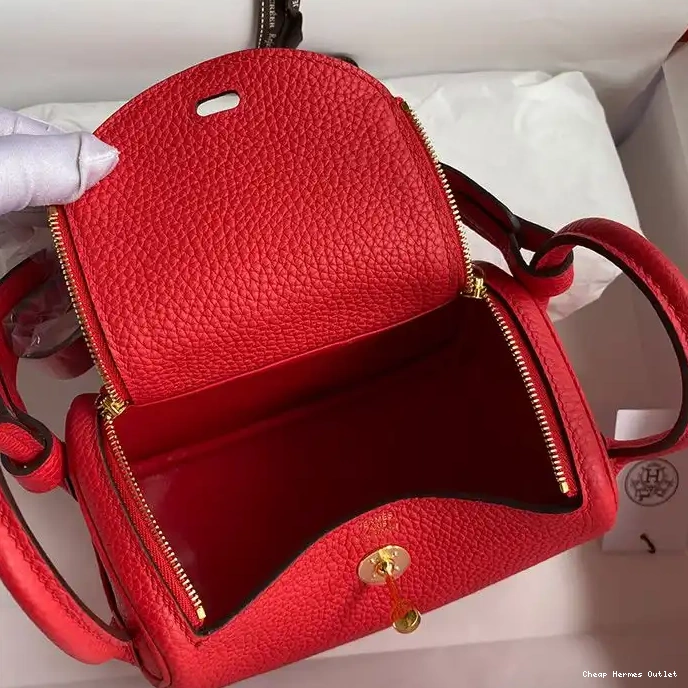 Affordable Lindy Togo Red Mini Hermes Bag Gold Hardware Leather In 0211