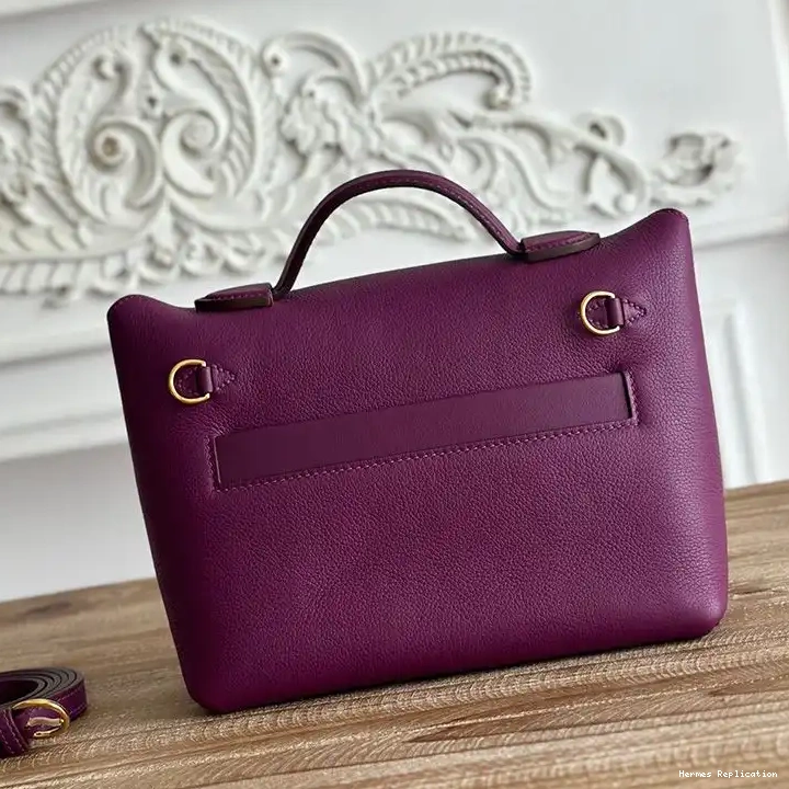 Affordable Gold Hermes Mini Evercolor Purple In Hardware 24 Swift 24 Leather Bag 0223