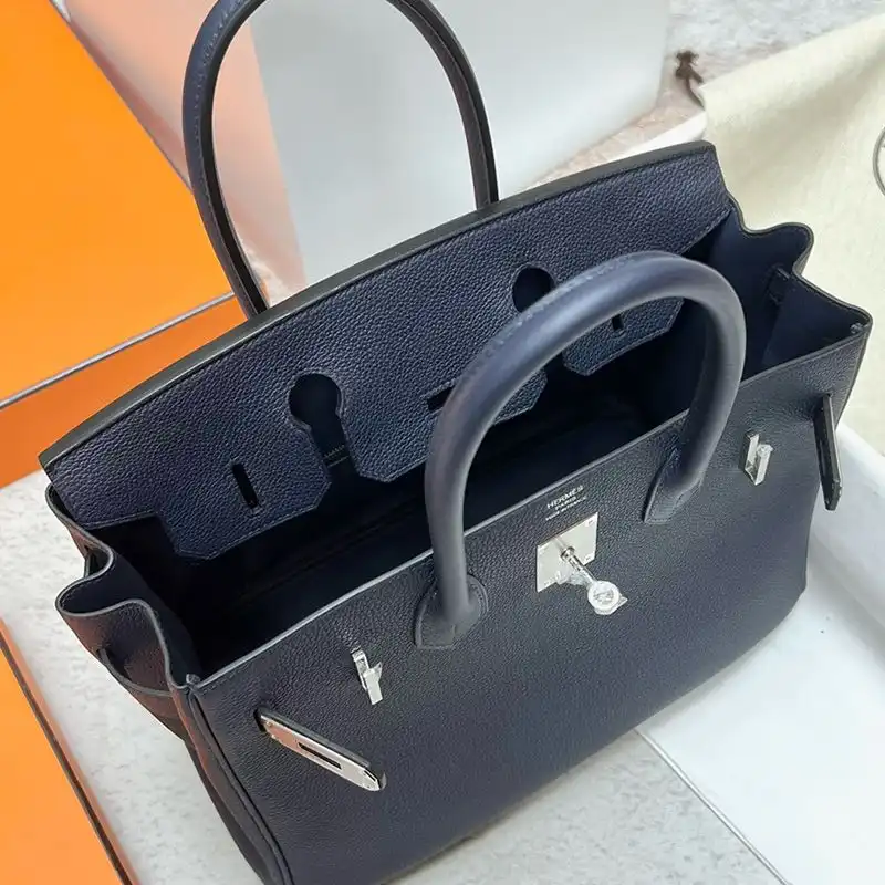 Affordable Hermes Birkin Bag Togo Leather Palladium Hardware In Navy Blue 0203