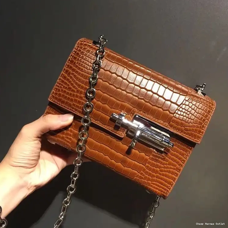 Cheap Hermes Bag Alligator Mini In Leather Hardware Verrou Palladium Brown Chaine 0211