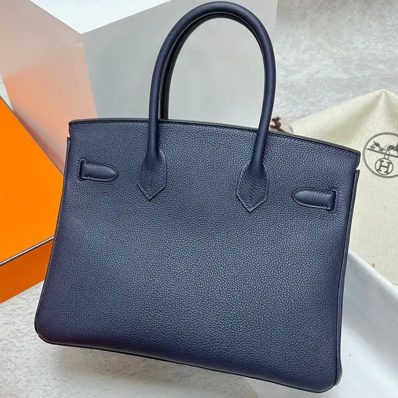 Affordable Hermes Birkin Bag Togo Leather Palladium Hardware In Navy Blue 0203