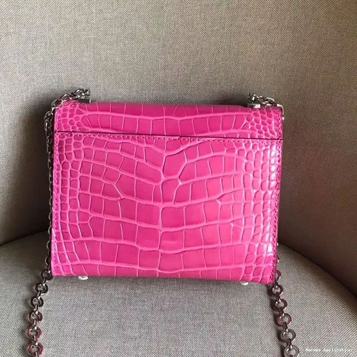 Affordable Palladium Hardware Hermes In Alligator Mini Chaine Bag Leather Verrou Pink 0223