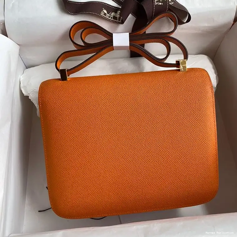 Affordable Leather Hermes Constance Orange Gold Epsom Bag In Hardware 0227