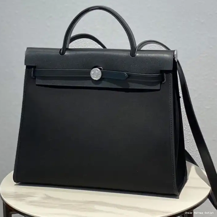 Affordable Hardware Hermes Black Palladium Canvas Bag Herbag In 0212