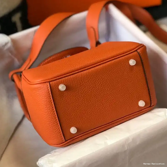 Cheap Hermes Bag Orange In Leather Mini Lindy Hardware Gold Togo 0210