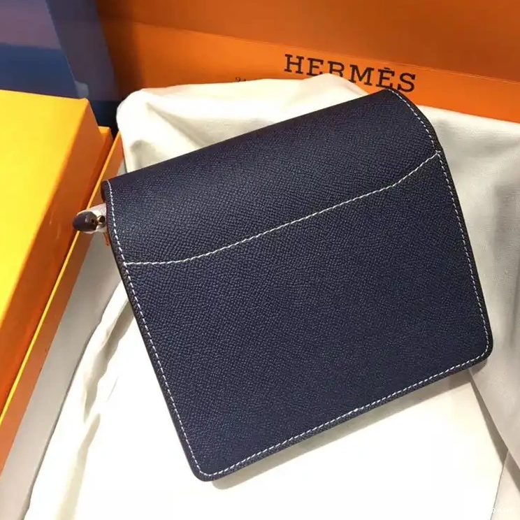 Affordable Roulis Epsom Hermes Hardware In Gold Leather Navy Bag Blue 0226