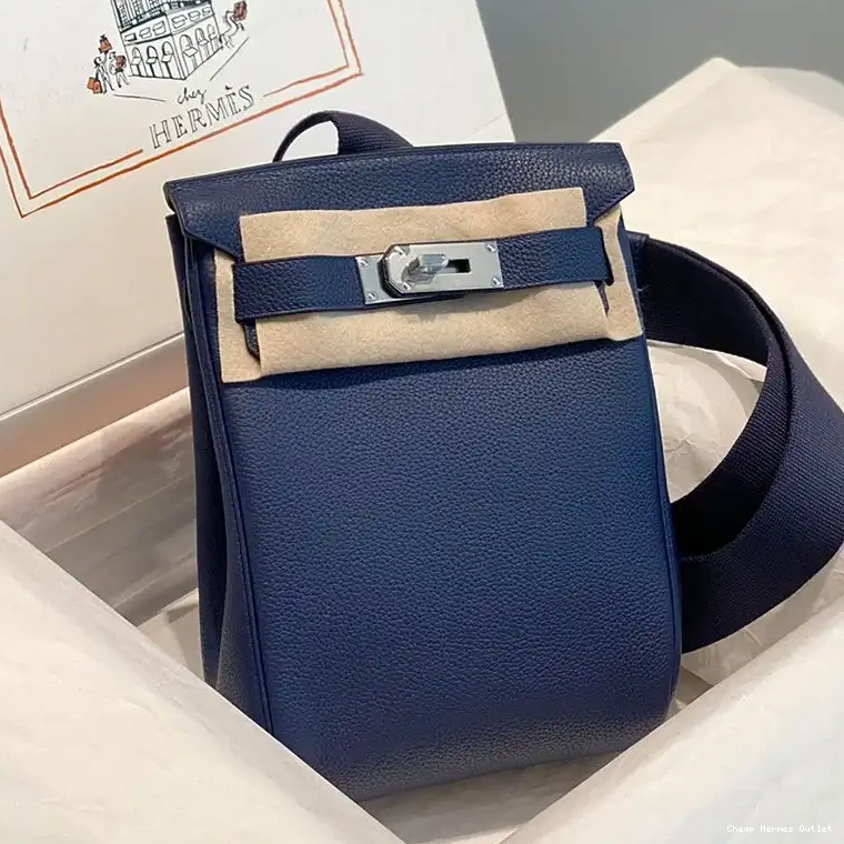 Affordable Dos Togo a Blue Hac Palladium Navy In Hermes Leather Hardware Backpack PM 0226