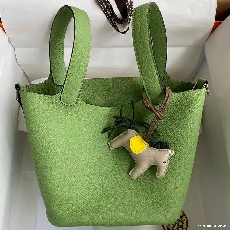 Affordable Hardware Leather In Clemence Lock Palladium Mint Hermes Green Picotin Bag Gold 0219