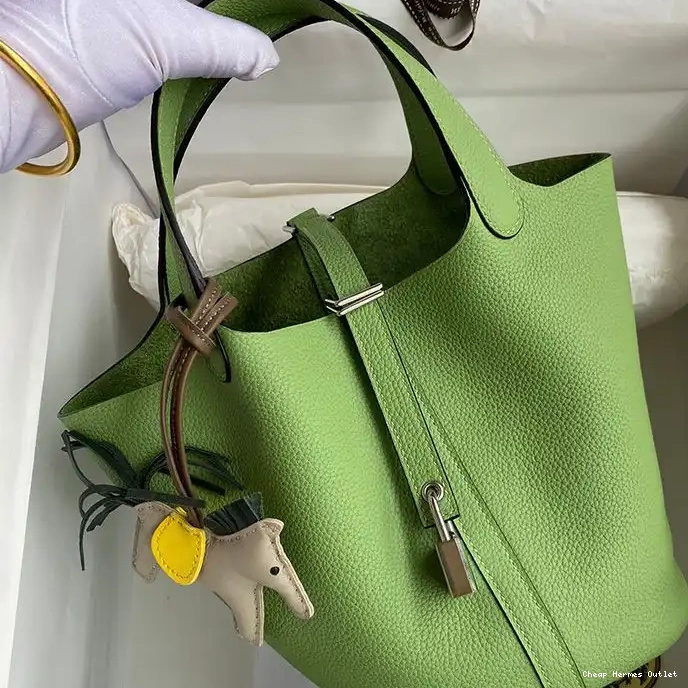 Affordable Hardware Leather In Clemence Lock Palladium Mint Hermes Green Picotin Bag Gold 0219