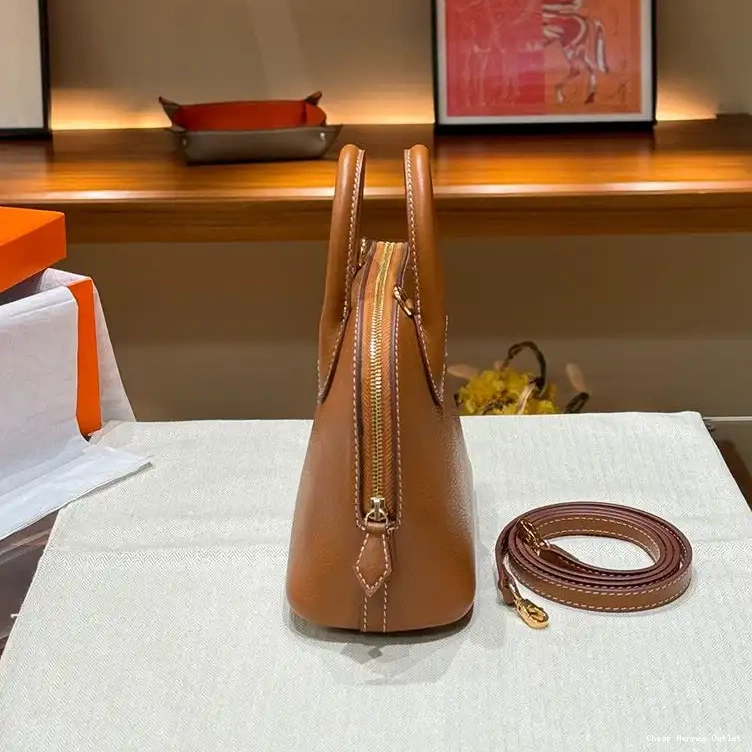 Affordable Gold Bolide Chevre Leather Mini In Brown Hardware Bag Hermes 0213