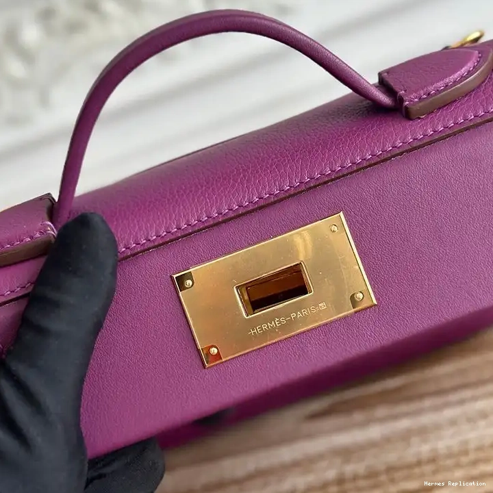 Affordable Gold Hermes Mini Evercolor Purple In Hardware 24 Swift 24 Leather Bag 0223