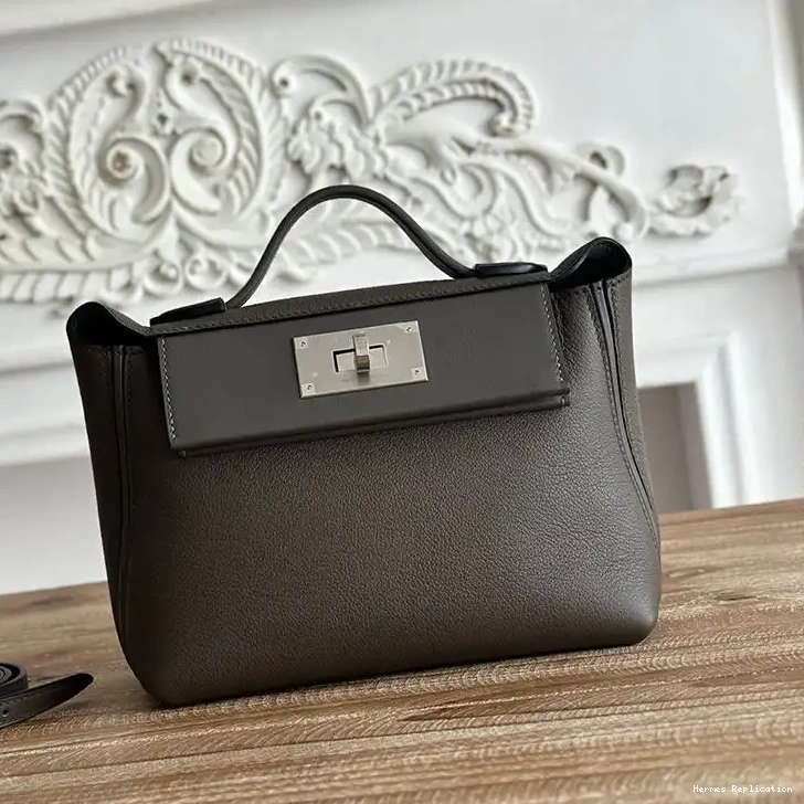 Affordable In Hardware Etain Mini Swift 24 Evercolor Leather Palladium 24 Grey Hermes Bag 0223