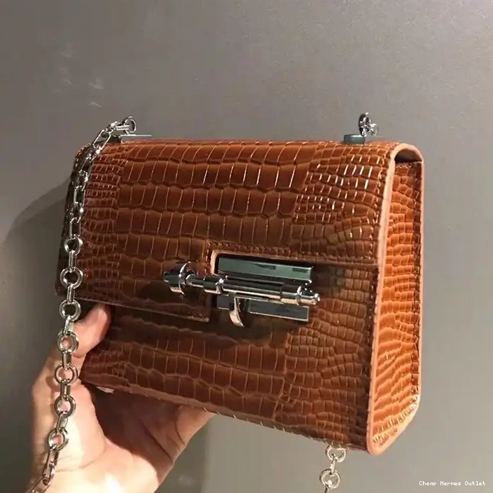 Cheap Hermes Bag Alligator Mini In Leather Hardware Verrou Palladium Brown Chaine 0211