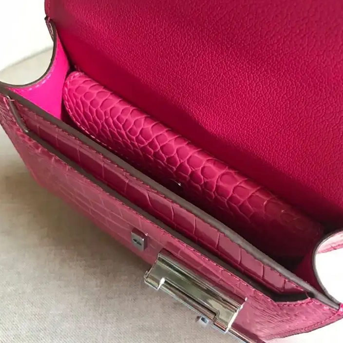 Affordable Palladium Hardware Hermes In Alligator Mini Chaine Bag Leather Verrou Pink 0223