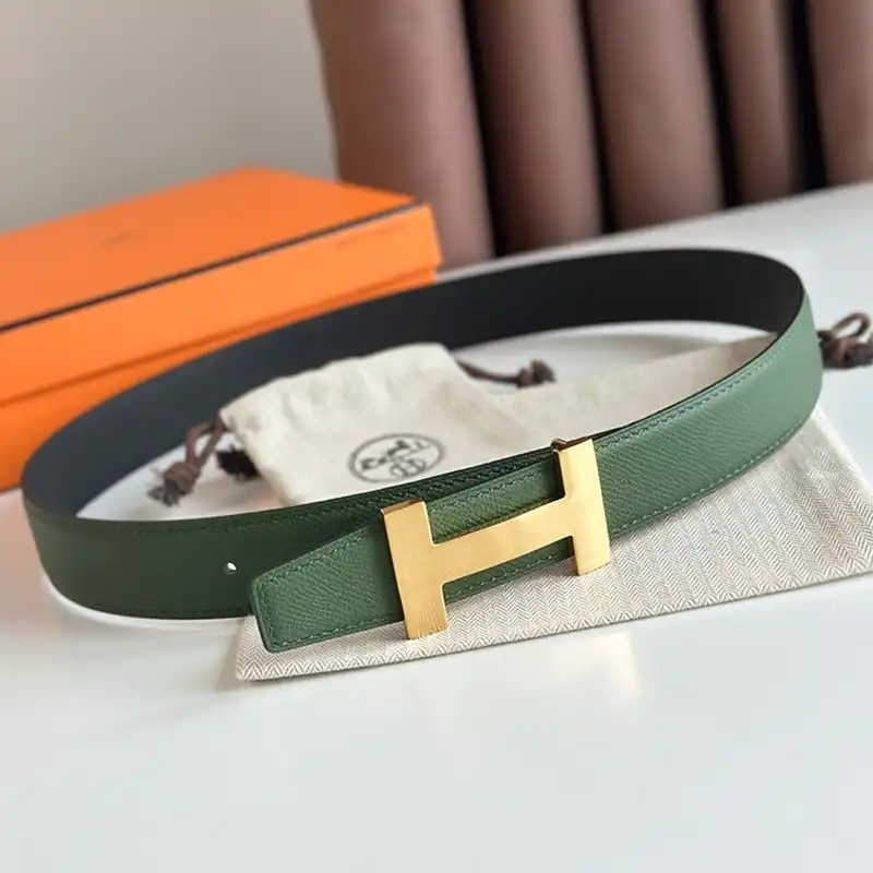 Affordable Hermes Punache Buckle 32 Reversible Belt Leather In Green Black 0201