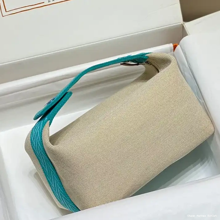 Affordable Beige Palladium In Teal Hardware Bride-A-Brac Hermes Case Trousse Canvas 0216