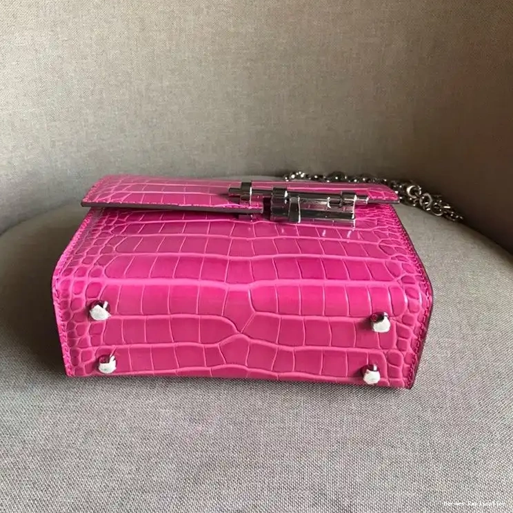 Affordable Palladium Hardware Hermes In Alligator Mini Chaine Bag Leather Verrou Pink 0223