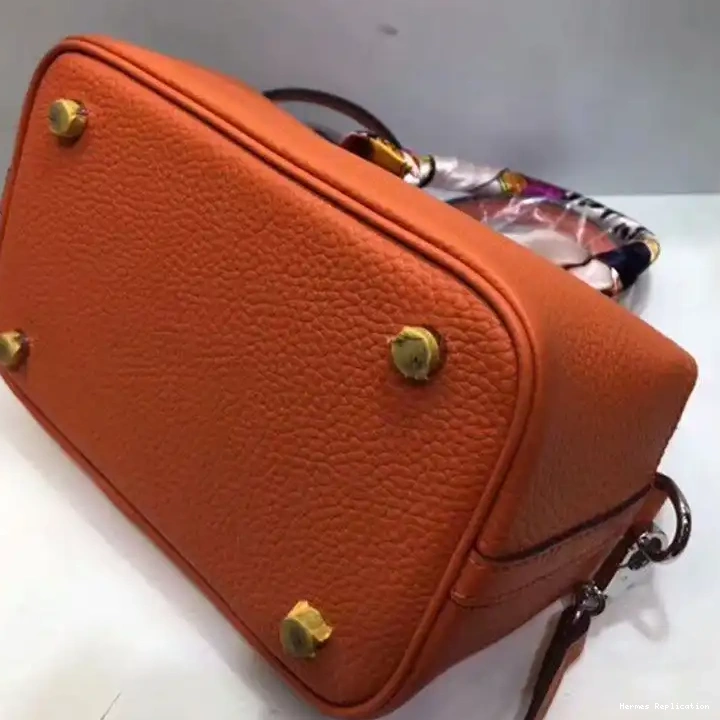 Affordable Orange In Palladium Hermes Leather Bag Hardware Toolbox Swift 0208