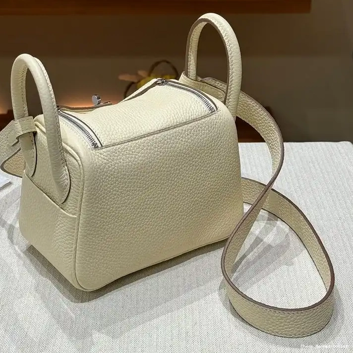 Affordable In Lindy Hardware Mini Palladium Togo Leather Bag White Hermes 0219