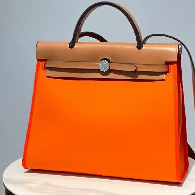 Affordable Hermes In Hardware Palladium Herbag Canvas Brown Orange Bag 0219