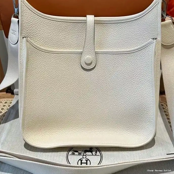 Affordable Hardware Clemence Leather Palladium Bag White Evelyne Hermes In 0222