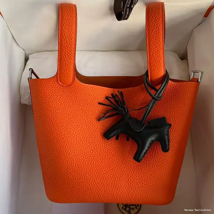 Affordable Bag Picotin Hardware Orange In Leather Palladium Hermes Gold Lock Clemence 0210