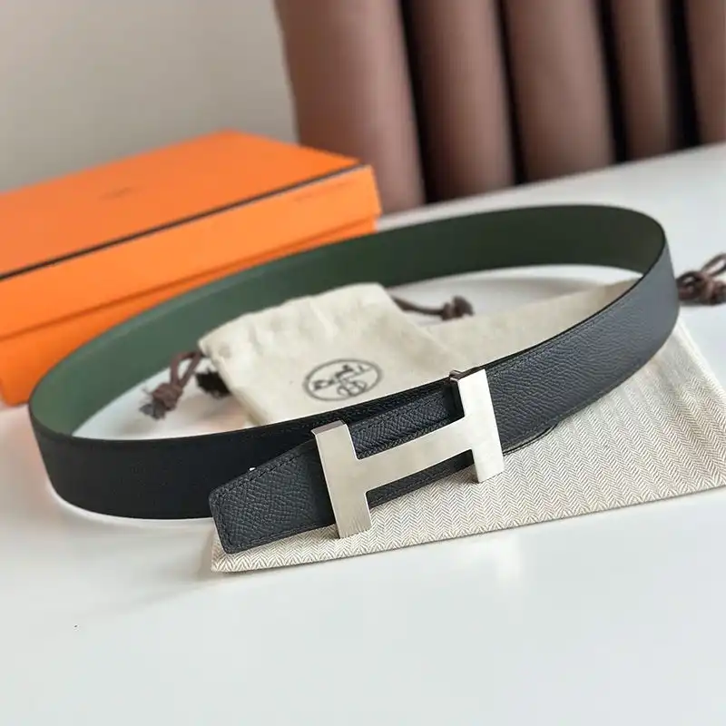 Affordable Hermes Punache Buckle 32 Reversible Belt Leather In Green Black 0201