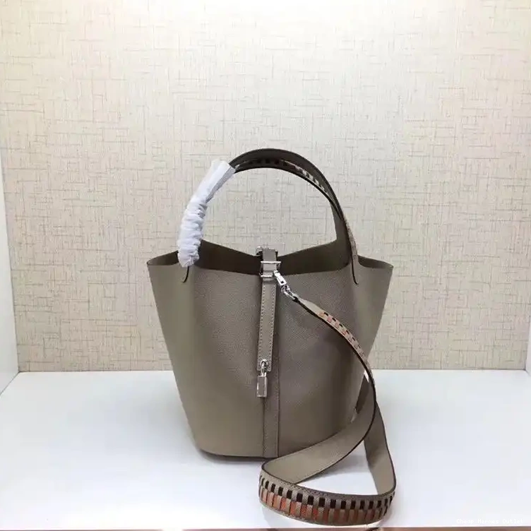 Affordable Bag Lock Palladium Hermes Grey In Leather Hardware Picotin Epsom Tressage 0210