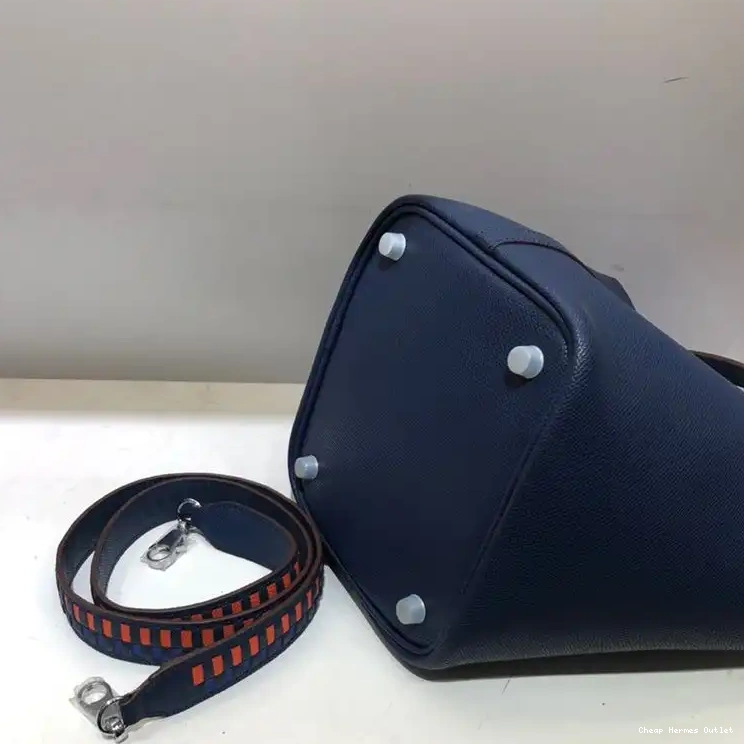 Affordable Blue Epsom Leather Lock Hardware Navy Bag Hermes Picotin In Palladium Tressage 0226