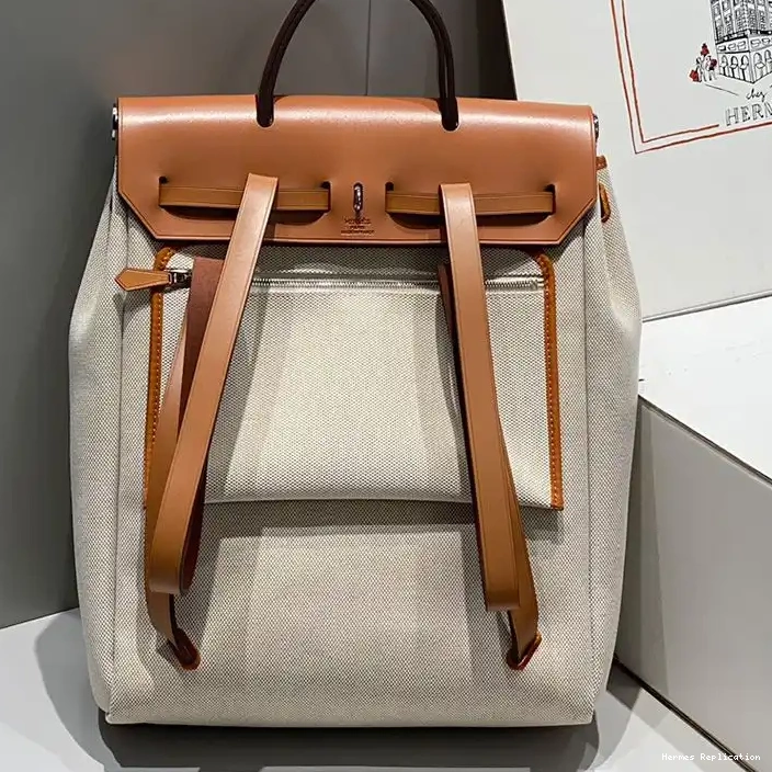 Affordable A Hermes Backpack Palladium Dos Zip Beige In Canvas Brown Herbag Hardware 0303