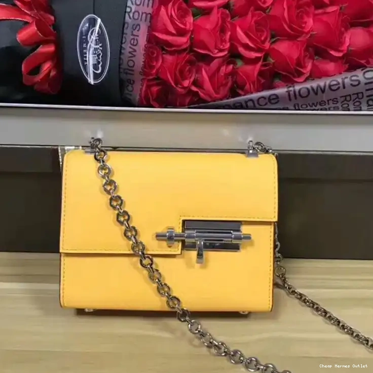 Affordable Bag Yellow Mini Chaine Hermes Goatskin Palladium Hardware In Verrou 0304