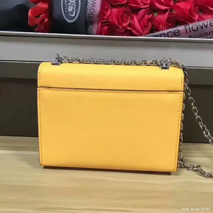 Affordable Bag Yellow Mini Chaine Hermes Goatskin Palladium Hardware In Verrou 0304