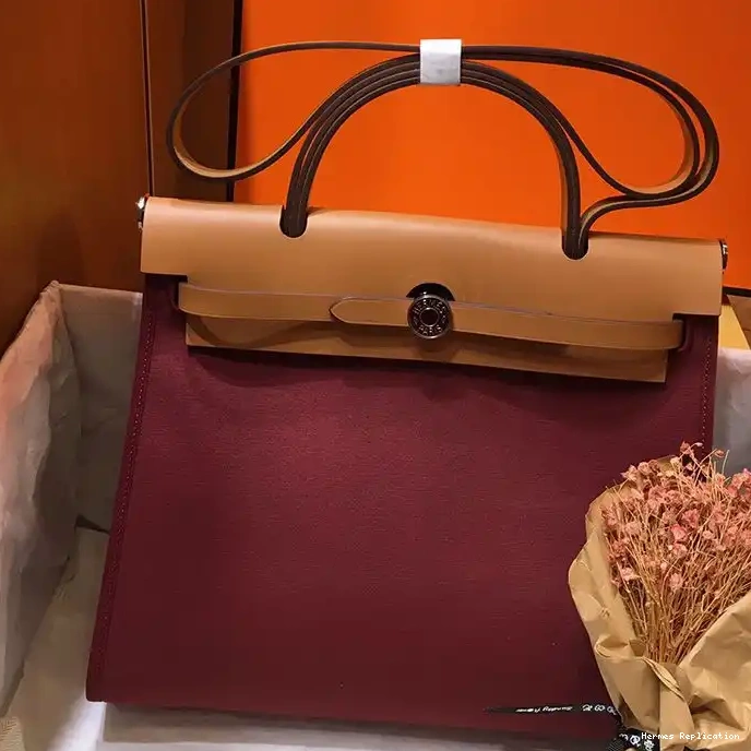 Affordable Palladium Burgundy Bag In Brown Herbag Hermes Canvas Hardware 0309