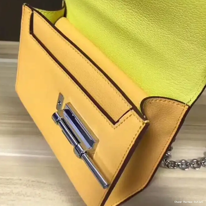 Affordable Bag Yellow Mini Chaine Hermes Goatskin Palladium Hardware In Verrou 0304